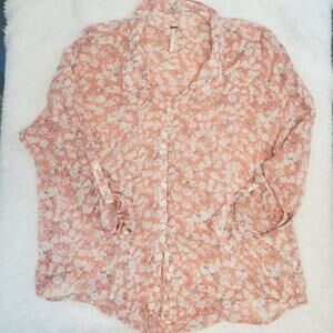 Free People Sheer Floral 3/4th Sleeve Blouse